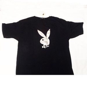 Playboy Tshirt Men's LARGE Black w Silver Rabbit Head New w Tags